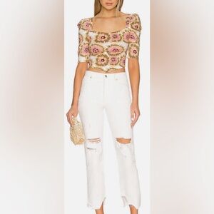 Free People We The Free Tapered Baggy Boyfriend Jeans, Chalk White, sz 26